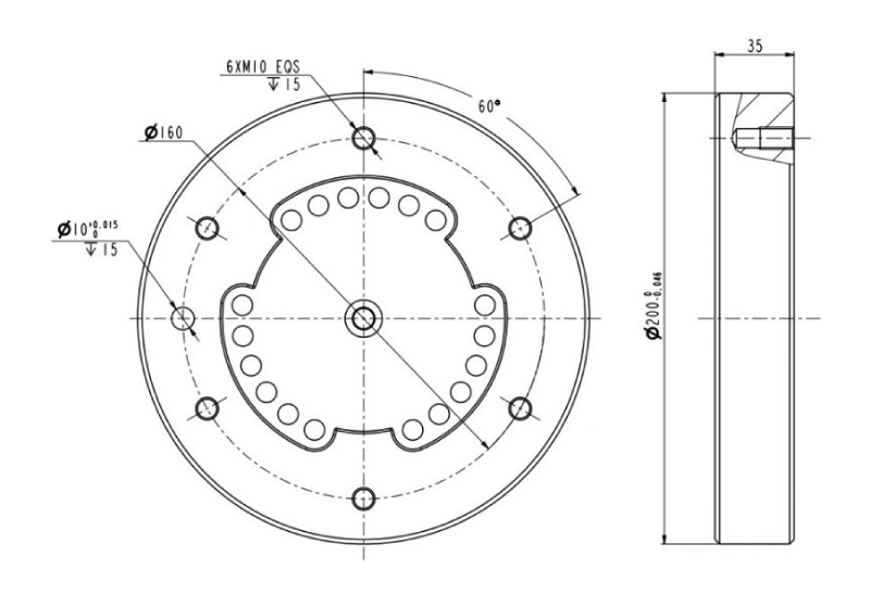 DIMENSION CHART OF ROBOT END-MOUNTED VBR210-1